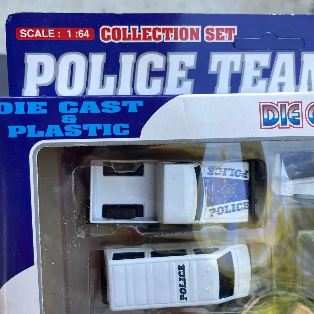 Police Team Die Cast Toy Vehicles 6 Piece Set Metal & Plastic New In Package